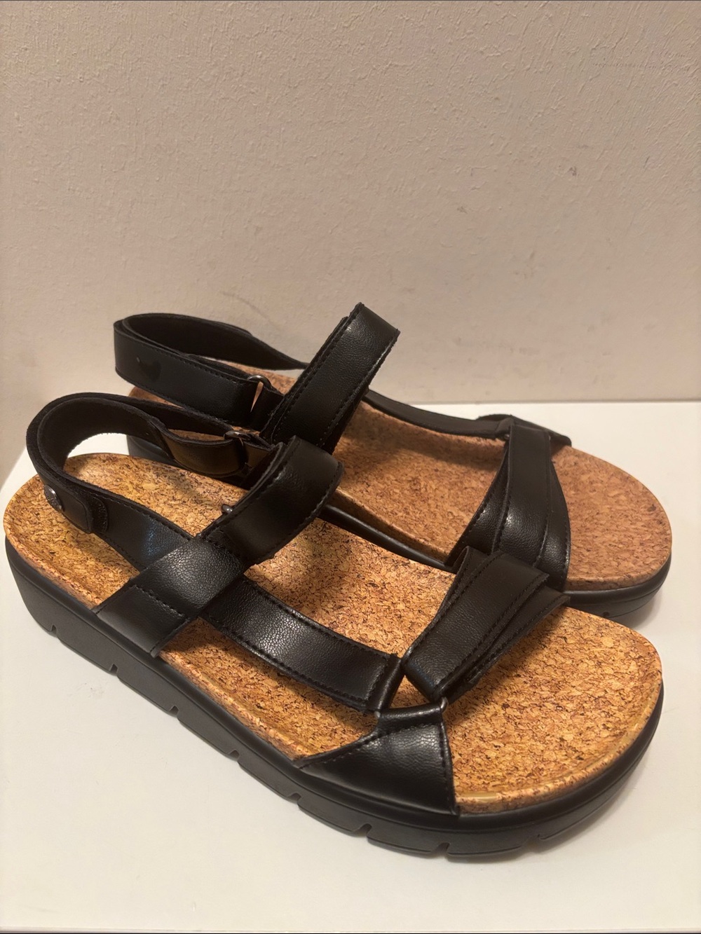 Algeria Henna Black Strap Cork Footbed Sandals 38